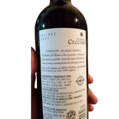 Vino malbec orgánico Familia Cecchin por seis botellas en internet