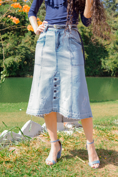 Saia mullet jeans destroyed - comprar online