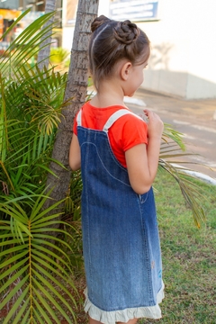 Imagem do Jardineira jeans bordada infantil