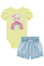 Conjunto de Body em Cotton e Shorts em Jeans Liz Kukiê 69256 na internet