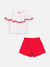 CONJ. BLUSA E SHORTS VERMELHO/PEROLA MOMI J6107 - loja online