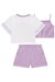 CONJ. TOP CROPPED ALCA BLUSA TELA E SHORT LILAS KUKIE 76057 - comprar online