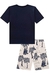 CONJ. CAMISETA E BERMUDA MOLECOTTON AZUL MARINHO LUC.BOO 77035 - Lari Baby & Kids