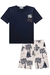 CONJ. CAMISETA E BERMUDA MOLECOTTON AZUL MARINHO LUC.BOO 77035 - comprar online