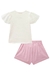 CONJ. BLUSA EM COTTON E SHROTS EM SARJA ONIX ROSA CLARO BORBOLETA KUKIE 77989 - Lari Baby & Kids