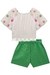 CONJ. BLUSA BOXY E SHORTS EM BLEND DE LINHO VERDE KUKIKE 76997 - loja online