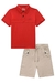 CONJ. CAMISA POLO E BERMUDA ECO COM ELASTANO VERMELHO LUC.BOO 77404 na internet