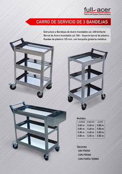 CARRO DE SERVICIO DE 3 BANDEJAS