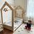 Cama Montessori evolutiva y reversible con forma de casita, cama montessori para niños