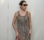 Vestido malha canelada com elastano animal print - loja online