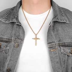 Corrente Aço Inoxidável com Crucifixo Prego Masculina 1198 - comprar online