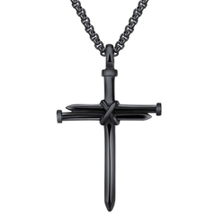 Corrente Aço Inoxidável com Crucifixo Prego Masculina 1198 na internet