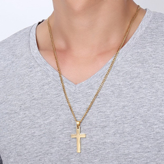 Imagem do Corrente Masculina com Crucifixo Clássica Aço Inoxidável 5030