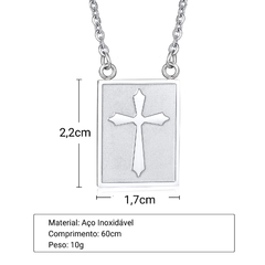 Corrente Masculina Scapulário com Crucifixo Aço Inoxidável 8675 - PL Watches - Use seu estilo!