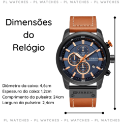 Imagem do Relógio Masculino Curren 8291 Original Pulseira de Couro A Prova D'água 100% Funcional