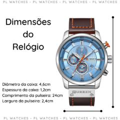 Relógio Masculino Curren 8291 Original Pulseira de Couro A Prova D'água 100% Funcional - loja online