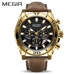 Relógio Masculino Megir 2094 Original Pulseira de Couro 100% Funcional