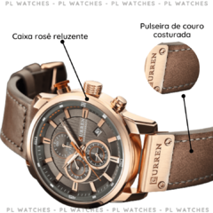 Relógio Masculino Curren 8291 Original Pulseira de Couro A Prova D'água 100% Funcional - PL Watches - Use seu estilo!