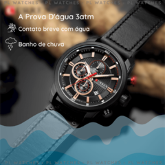 Relógio Masculino Curren 8291 Original Pulseira de Couro A Prova D'água 100% Funcional - PL Watches - Use seu estilo!