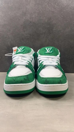 Louis Vuitton Trainer Green Monogram Denim White - loja online