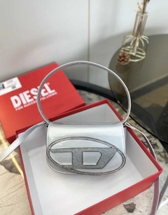 Diesel 1DR Shoulder Bag Mirrored Leather Silver