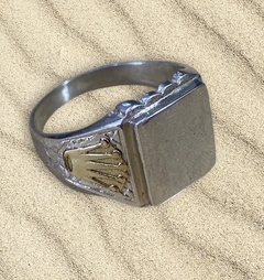 Anillo Sello Plata y Oro Caballero