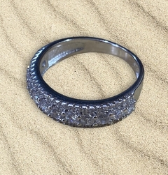 Anillo Plata 1/2 SinFin 3 hileras c/Micropave