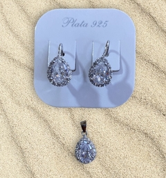 Conjunto Aros y Dije Plata Gota