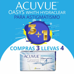 ACUVUE OASYS WITH HYDRACLEAR PARA ASTIGMATISMO 3+1 - comprar online