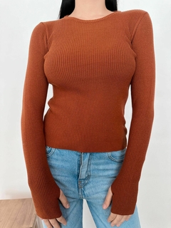 sweater cuello redondo ojal - ecoshop