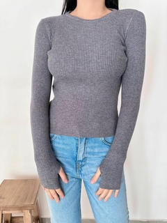 sweater cuello redondo ojal - tienda online