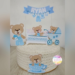 Topo Chá de Bebê Ursinhos R35 p/ bolo 25cm