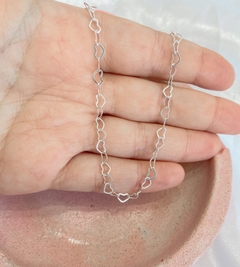 Chocker mini corações prata - comprar online