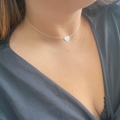 chocker coração prata