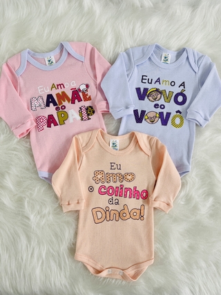 Kit Body Suedine Infantil Feminino Curto Bebê Menina C/ 3