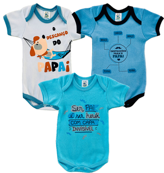 Kit Body Suedine Infantil Masculino Curto Bebê Menina C/ 3