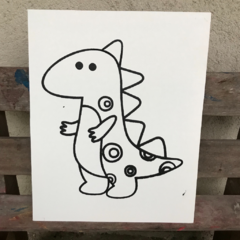 Tela Pintura Dino - Guache na internet