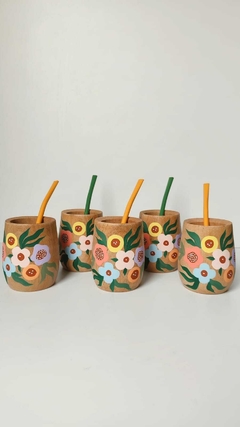 Mate Madera Bosque Floral - comprar online