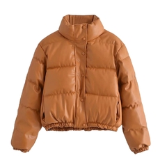 jaqueta puffer de couro falso na internet