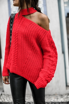 Suéter Gola alta sexy um ombro, manga longa outono inverno - comprar online