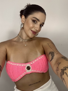 TOP CROCHÊ ROSA NEON AGNES