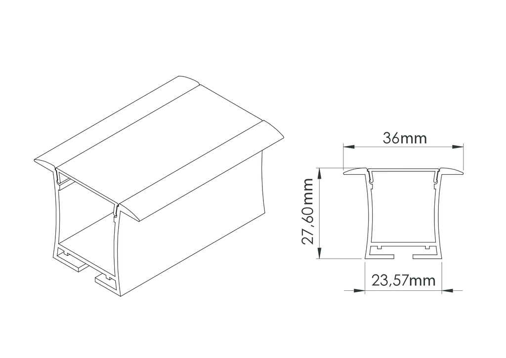 Perfil LED Sobrepor 28mm – Nine LED