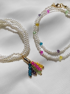 Choker Nano Pérolas e Cristais Coloridos - comprar online