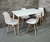 JUEGO DE MESA NORDICA 1.30*82 TAPA DE MELAMINA CON BORDES LAQUEADOS + 4 SILLAS EAMES (1256-6163B)