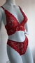 M| Conjunto Top SEM BOJO - Renda Rosas Vermelha | Estilo Cropped - D'Eva Lingerie | Tudo em Lingerie e Sex Shop 