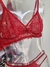 M|G|GG| Conjunto Sem Bojo Rendado com detalhes de tule liusion VERMELHO - Y7011 - loja online