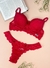 P|GG Conjunto com bojo Calcinha Renda Ju600 Marília | Vermelho - D'Eva Lingerie | Tudo em Lingerie e Sex Shop 