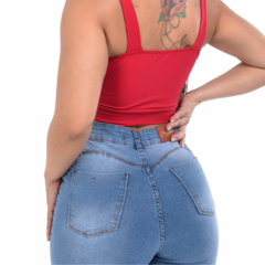 Grade 5 Peças - Calça Jeans, clara, rasgada, cós alto, com elastano - loja online