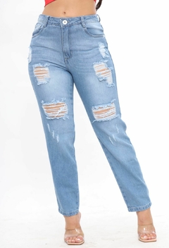 Grade 6 Peças - Calça Jeans Mom, clara, rasgada - loja online