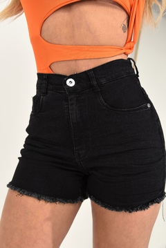 Grade 5 Peças - Shorts Jeans Preto, com elastano, cintura alta - loja online